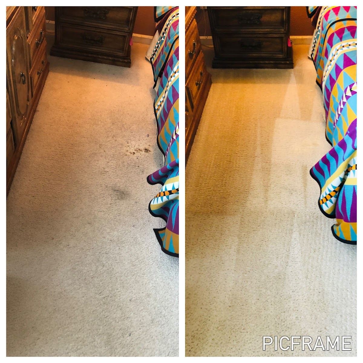 Soiled high-traffic carpet before cleaning in a Dallas home